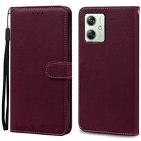 Skirta Motorola G54 Power Edition dėklas Piniginė Atverčiamas Odinis Dangtelis Skirta Moto G54 5G dėklui Silikoninis Dangtelis Skirta Motorola G54 Dėklas Fundas G54 5G (G54 Power) vyno raudonos spalvos