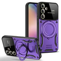 Dėklas Samsung Galaxy A55 A54 A53 A52 A50S A35 A34 A33 A32 A30S A24 A23 4G 5G, su magnetiniu žiedu, stoveliu, kameros apsauga, telefono dangtelis Samsung A23 4G 5G violetinė