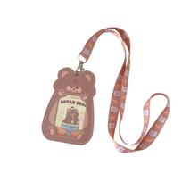 Shape Hollow Transparent Card Holder Girl's Neck Hanging Bus Card ID Card Holder Student Campus Card Holder One Size brown