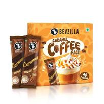 Bevzilla 48 Instant Coffee Powder Sachets (Caramel) - 96 Grams | Makes 48 Cups| Arabica Coffee| Strong Coffee| Best For Espresso, Latte,Cappuccino brown