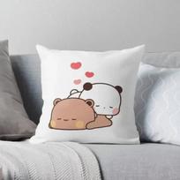 PANDA LOKIAI bubu ir dudu apsikabina meilę mėnulio miegamajame Sofoje Anime Lova Madingas užvalkalas 16x16Inch white