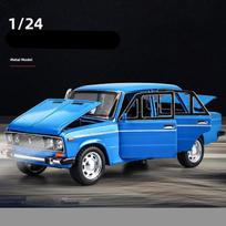 1/24 mastelio LADA žaislinio automobilio modelis, lydinio, liejinio, 6 durų, atidaromas, traukiamas, garsas ir šviesos, mastelio automobilio modelis, vaikiški žaislai, berniukų kolekcija, dovana mėlyna