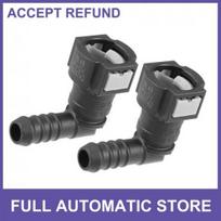 2pcs Fuel Line Quick Connect 90 Degree Barb Adapter Connector for 3/8 to 3/8 7mm black
