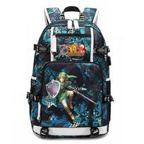 Zelda Zelda Spausdintas Kuprinė Lauko USB Prievadas Didelės Talpos Kelioninė Kuprinė 48*32*15 black
