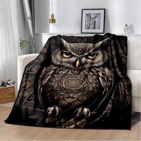 HD Mielas Spalvingas Pelėdos Animacinis Pledas, Minkštas Metamas Pledas Namams Miegamajam Lovai Sofai Piknikui Kelionėms Biuro Poilsio Užtiesalas Vaikams 75x90cm gray