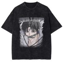 Hunter x Hunter Killua Zoldyck  Lightning  Vintage Washed Oversized T-Shirt | Unisex Anime Streetwear Tee L mėlyna