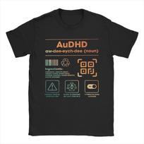 AuDHD Apibrėžimas Ingredientai Neurodivergentas ADHD Autizmas Marškinėliai Paplūdimio Hip Hop Marškinėliai Vyriški Grynos Medvilnės Apvalia Kaklo Drabužiai 3XL gray