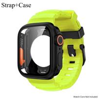 Silikoninė apyrankė Apple Watch 44mm 45mm 46mm Apyrankė+Ekrano apsauginiai Keisti į Ultra iWatch Series 11 10 9 8 7 SE 6 5 Series 654SE 44MM yellow