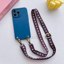 Klasikinis dėklas su dirželiu Motorola G84 G54 G34 G24 G14 G04 G32 E13 Edge 50 Pro 40 30 Neo, nešiojamas ant kaklo ar per petį, silikoninis dangtelis EDGE 50 Fusion blue