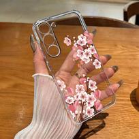 Spalvingas tikras džiovintas gėlės permatomas telefono dėklas, skirtas Samsung Galaxy A56 A17 A26 A36 A37 A06 A07, skaidrus minkštas TPU dangtelis, atsparus smūgiams Samsung A16 brown