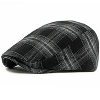 HT4978 Berets Autumn Winter Cap for Men Women Retro Artist Painter Plaid Beret Hat Male Female Ivy Flat Cap Adjustable Beret Cap 55-60cm Adjustable gray