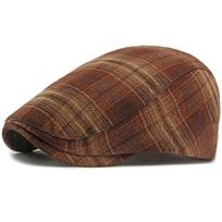 HT4978 Berets Autumn Winter Cap for Men Women Retro Artist Painter Plaid Beret Hat Male Female Ivy Flat Cap Adjustable Beret Cap 55-60cm Adjustable brown