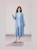 Lazy Style 2026 Spring/Summer Women's Loose Long Knitted Cardigan with Double Pocket One Size rožinė raudona spalva