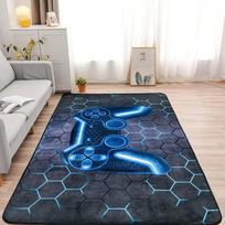 3D Hexagon Pattern Carpet with Neon Aesthetic Non Slip Floor Mat for Gaming Room Teens Bedroom Decor Living Room Area Rug 40x60cm gray