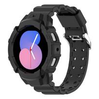 Dėklas+Apyrankė Samsung Galaxy Watch 4/5 44mm 40mm silikoninė Be tarpų apyrankė correa Apsauginis dangtelis Galaxy watch 5 dirželis 20mm Galaxy watch 5 44mm juoda