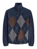 JACK & JONES Megztinis 'JORSebastian' šviesiai mėlyna / tamsiai mėlyna / ruda / pilka