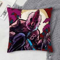 H-Hotline Miami Double-Sided Printed Square Decorative Cushion Cover For Sofa Living Room Home Decor Peach skin 18*18(CM)-1Pcs black
