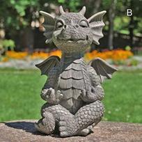 Sodo statula Drakono Meditacija Statula Led apšvietimo dervos ornamentas Dinozauro formos skulptūra Lauko kiemo apdaila Namų dekoras gray
