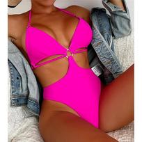 Sexy Cut Out Backless Extreme Mini Micro Thong Women Swimwear One Piece Swimsuit Female Monokini Bather Bathing Suit Swim L rožinė