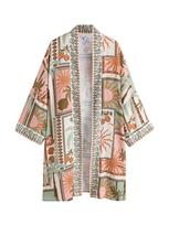 Next Kimono šviesiai žalia / mandarinų spalva / rožių spalva / vilnos balta