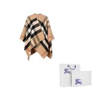 Burberry Moteriškas dvipusis languotas merino vilnos pončas Camel/Archive Beige 40294061 One Size 4 chaki
