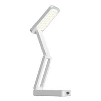 Foldable LED Desk Lamp with Clock Display Rechargeable USB Study Light 3 Color Temperature Modes Portable Reading Lighting for Students Dorm Bedroom balta