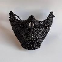 New Ghost Rider Mask Handmade DIY Pearl Carnival Party Mask, Horror Half Face Chin Mask for Men and Women, Halloween juoda