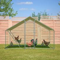 With Ladder: Chicken Coop 3x2m incl. Safety Lock, Waterproof UV Cover & Reinforced 1mm Tubes. Ideal for Chickens, Pigeons, Ducks. 303 x 200 x 200 cm pilka