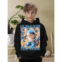 Trala Lero Tralala Hoodies Shark 3d Print Baby Boy Clothes Casual Long Sleeve Child Sweatshirt Outdoor Loose Tops Boys Clothing 100 black