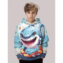 Trala Lero Tralala Hoodies Shark 3d Print Baby Boy Clothes Casual Long Sleeve Child Sweatshirt Outdoor Loose Tops Boys Clothing 140 gray