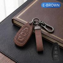 Leather Key Case for Ford Mondeo Taurus Mustang Explorer Edge Focus Mk3 Fiesta Mk7 Mondeo Mk4 Galaxy Key Cover Remote Shell (Brown,For Ford) black