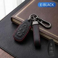 Leather Key Case for Ford Mondeo Taurus Mustang Explorer Edge Focus Mk3 Fiesta Mk7 Mondeo Mk4 Galaxy Key Cover Remote Shell (Black,For Ford) juoda