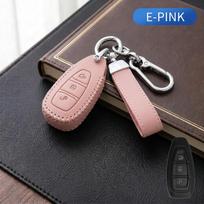 Leather Key Case for Ford Mondeo Taurus Mustang Explorer Edge Focus Mk3 Fiesta Mk7 Mondeo Mk4 Galaxy Key Cover Remote Shell (Pink,For Ford) black