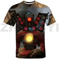 2023 Hot Anime Skibidi Toilet T Shirt Summer Sport Short Sleeve Oversized T Shirt Fashion Parent-child Wear 3D Skibidi Toilet Tees 110 black