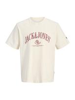 JACK & JONES Marškinėliai 'JORFREDERIKSBERG' vyšninė spalva / vilnos balta