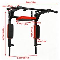Sieninis prisitraukimo skersinis Fitneso horizontalus strypas Daugiafunkcinė atsispaudimų stotelė su kilpomis 200 kg talpa Viršutinė dalis sporto salės priedui juoda