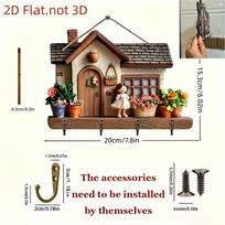 Wall Mounted Wooden Motorcycle Key Rack 2D Flat Design 4 Metal Hooks Decorative Key Organizer for Home Bar Garage Decoration 1 black
