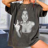 Inspired Dua Lipa Middle Finger Shirt, Vintage Dua Lipa Graphic Tee, Comfort Colors 1717 T-Shirt, Pop Concert Fan Gift, Unisex Oversized Tee M