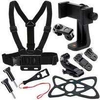 Action Camera & Phone Chest Strap Mount for First-Person View in Electric Motorcycle Riding black