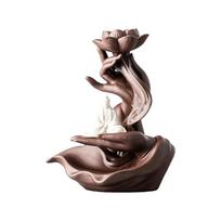Ceramic Incense Burner Fountain Buddha Hand Shape Incense Stick Holder  Living Room Type C gray