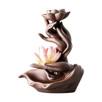 Ceramic Incense Burner Fountain Buddha Hand Shape Incense Stick Holder  Living Room Type A black