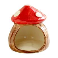 Chew-Proof Mushroom Cave Mushroom Shaped Hamster Cooling House Pet Sleeping Nest  Indoor Habitat Tree Stump Shaped beige