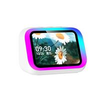 Smart Speaker Voice Assistant Home Speaker Alarm Clock with RGB Lights for Bedroom Living Room balta