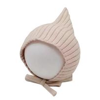 Warm Toddler Beret Cap Solid Color Ear Protection Beanie Soft Infant Bonnet smėlis