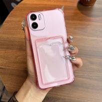 Shockproof Clear Casing for Xiaomi Redmi A2,A1 with Cardholder Case Redmi A1 rožinė