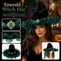 Halloween Witch Hat with Gemstone Decoration for Costume Party One Size juoda