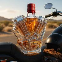 V-Twin variklio viskio grafinas Aukšto boro silikatinio stiklo vyno butelis Dekoratyvinė alkoholinių gėrimų karafė engine red cover