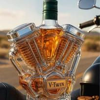 V-Twin variklio viskio grafinas Aukšto boro silikatinio stiklo vyno butelis Dekoratyvinė alkoholinių gėrimų karafė Engine green cap