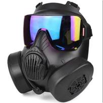 Apsauginė taktinė respiratoriaus kaukė, pilno veido dujinė kaukė, skirta Airsoft šaudymui, medžioklei, jojimui, lauko CS žaidimams, Cosplay apsaugai Black-Color lens gray