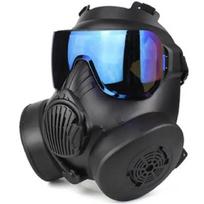 Apsauginė taktinė respiratoriaus kaukė, pilno veido dujinė kaukė, skirta Airsoft šaudymui, medžioklei, jojimui, lauko CS žaidimams, Cosplay apsaugai Black-Blue lens